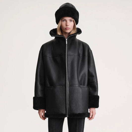 Sheepskin Leather Jacket-Shearling Jacket-B3 Bomber Jacket