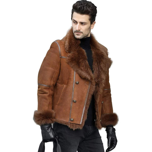 Sheepskin Leather Jacket-Shearling Jacket-Aviator Jacket
