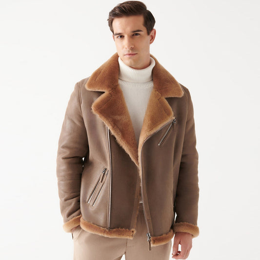 Shearling Leather Jacket-Sheepskin Jacket-Aviator Jacket