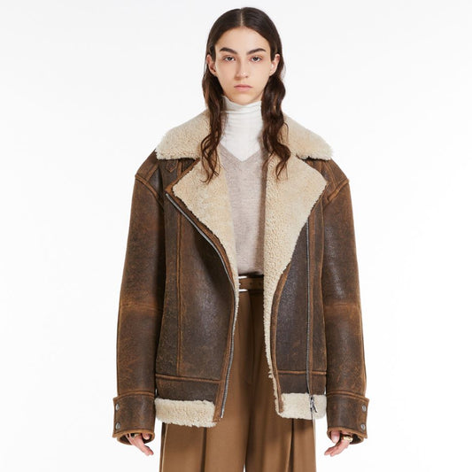 Sheepskin Leather Jacket-Shearling Jacket-Aviator Jacket
