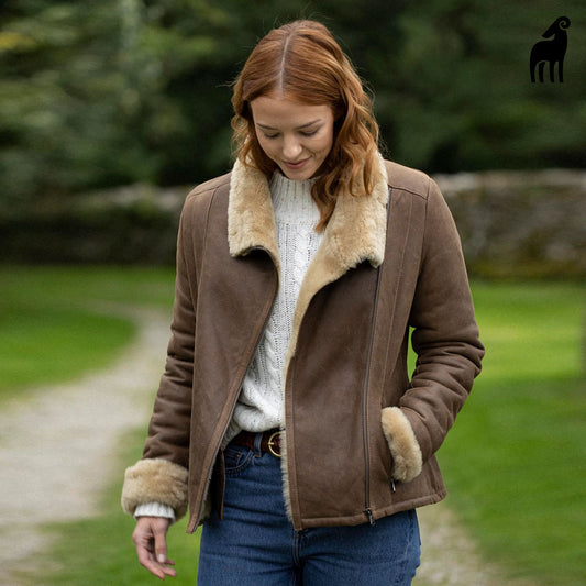 Sheepskin Leather Jacket-aviator jacket-shearling jacket