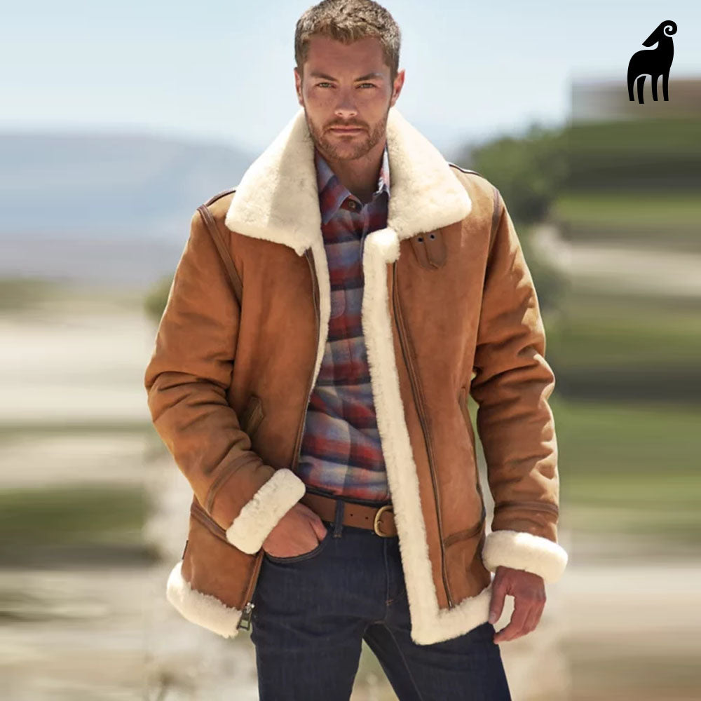 Sheepskin leather coat-shearling coat