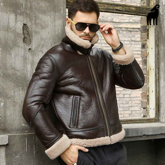 Sheepskin Leather Jacket-Aviator Jacket-Flying Jacket