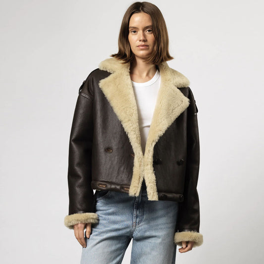 Sheepskin Leather Jacket-Shearling Jacket-Aviator Jacket