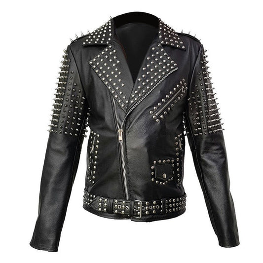 Studded Leather Jacket-Spiked Jacket-Motorbike Jacket