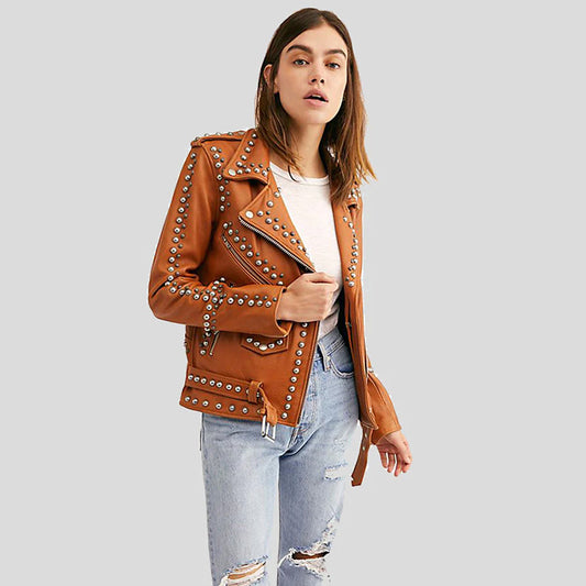 Spiked Leather Jacket-Studded Jacket-Sheepskin Jacket