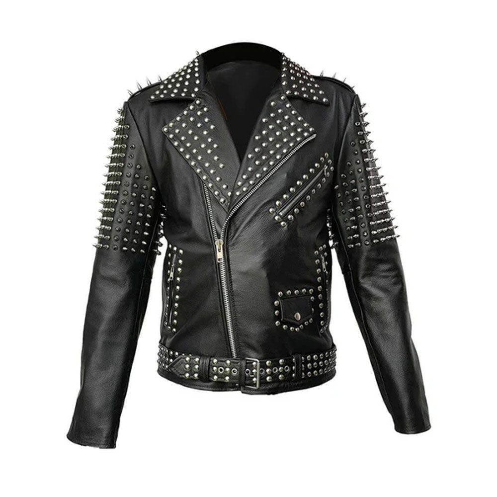 Spiked Leather Jacket - Studded Jacket - Biker Jacket – sheepskinleathers