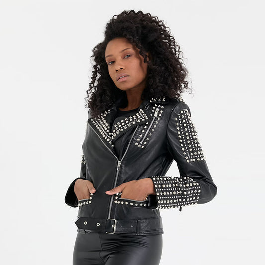 Spiked leather jacket-studded jacket-biker jacket