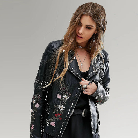 Studded Leather Jacket-Spiked Jacket-Moto Jacket