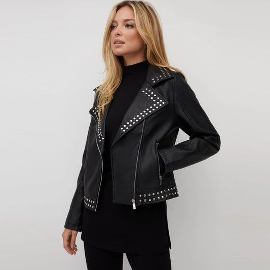 Studded Leather Jacket-Spiked Jacket-Biker Jacket
