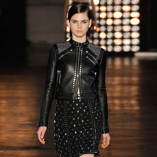 Studded Leather Jacket-Spiked Jacket-Biker Jacket