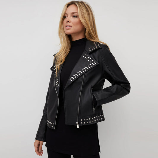 Spiked Leather Jacket-Studded Jacket-Sheepskin Jacket