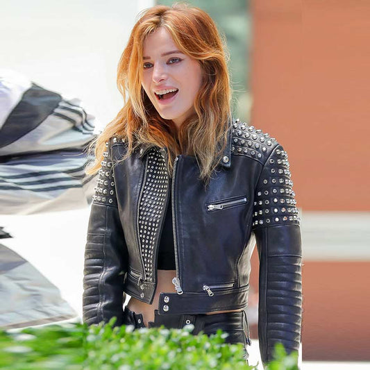 Studded Leather Jacket-Spiked Jacket-Sheepskin Jacket