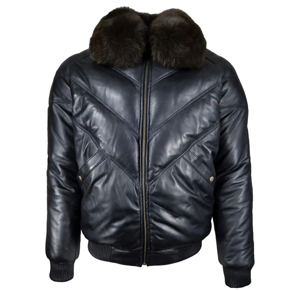 V Bomber Jacket-Leather Jacket-Bubble Jacket-Sheepskin Jacket