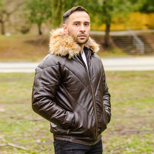 V Bomber Jacket-Bubble Jacket-Sheepskin Jacket-Leather Jacket