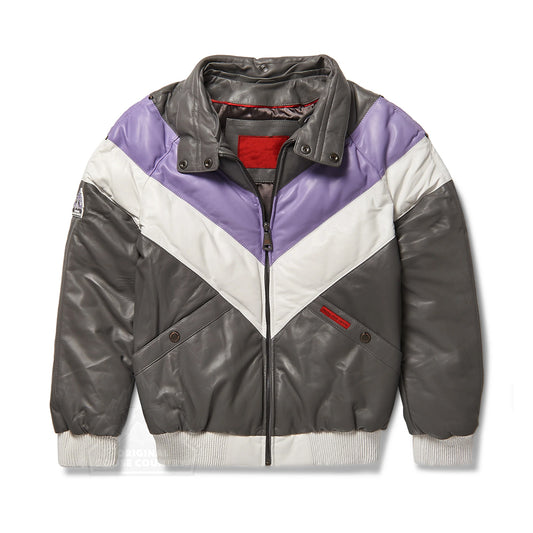 Leather V Bomber Jacket-Bubble Jacket-Sheepskin Jacket