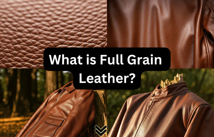 Close-up of a full grain leather texture showcasing its natural imperfections and unique grain, highlighting its durability and premium quality.