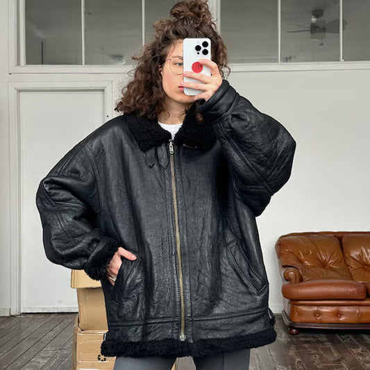 Aviator Leather Jacket-Shearling Jacket-B3 Bomber Jacket