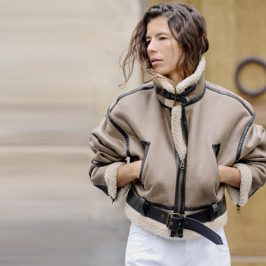 Shearling Leather Jacket-Sheepskin Jacket-B3 Bomber Jacket