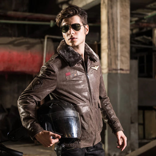 Aviator Leather jacket-Shearling Jacket-Sheepskin Jacket