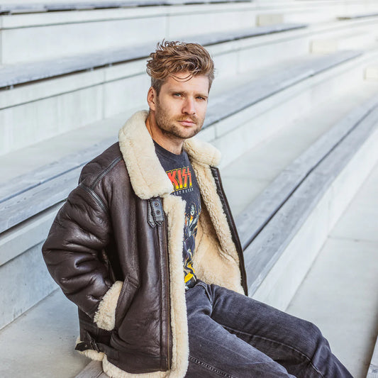 Sheepskin Leather Jacket-Shearling Jacket-Aviator Jacket