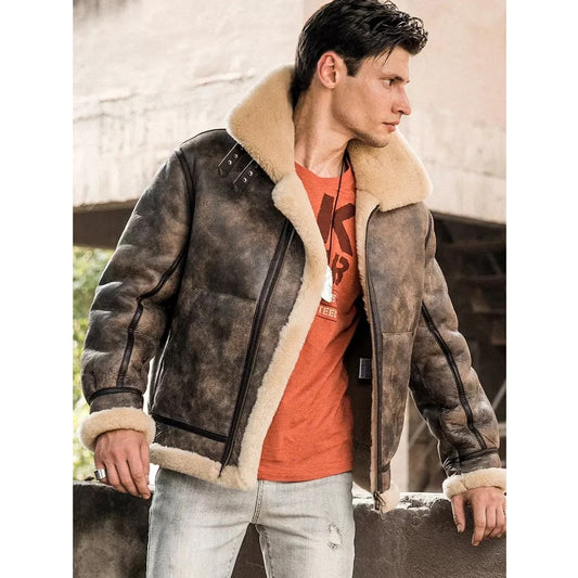 Leather Bomber Jacket-Flight Jacket-Military Jacket-Pilot Jacket