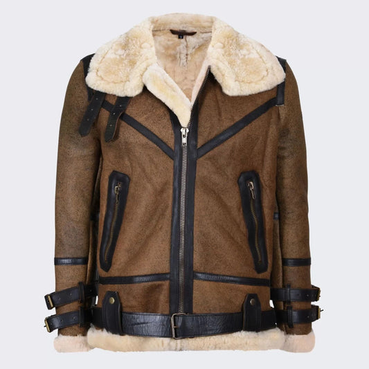 B3 Leather Bomber Jacket-Shearling Jacket-Aviator Leather Jacket