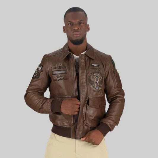 Leather Bomber Jacket-Sheepskin Jacket-Military Jacket