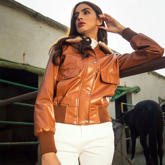 Leather Bomber Jacket-Military Jacket-Flight Jacket