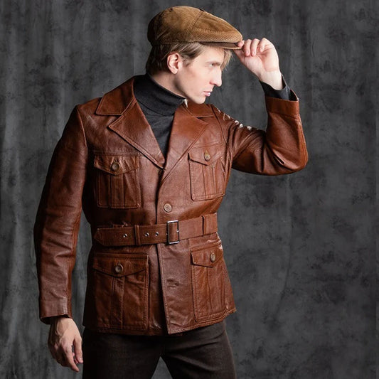 Brown Leather Jacket-Sheepskin Jacket-Shearling Jacket