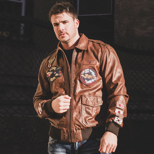 Flight Leather Jacket-A-2 Jacket-Bomber Jacket-Military Jacket