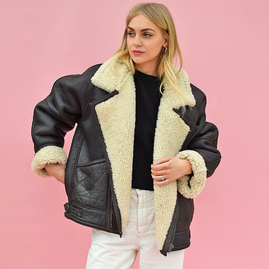 Sheepskin Leather Jacket-Shearling Jacket-Aviator Jacket