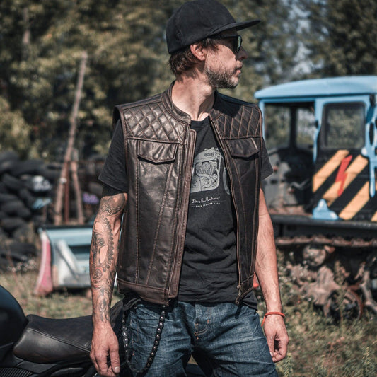 Leather Vest-Sheepskin Leather Vest-Biker Vest