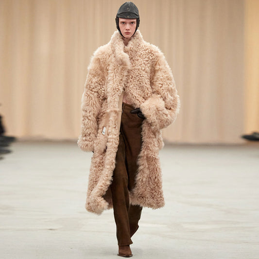 Shearling Leather Coat-Sheepskin Coat-Trench Coat-Long Coat