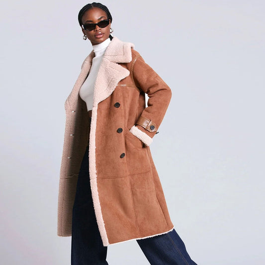 Shearling Leather Coat-Sheepskin Coat-Trench Leather Coat