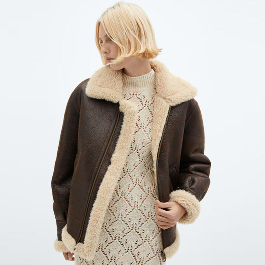Shearling Leather Jacket-Sheepskin Jacket-Aviator Jacket