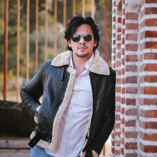 Shearling Leather Jacket-Sheepskin Jacket-Aviator Leather Jacket