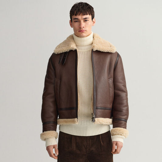 Sharlig Leather Jacket-Sheepskin Jackt-Aviator Jacket-B3 Jacket