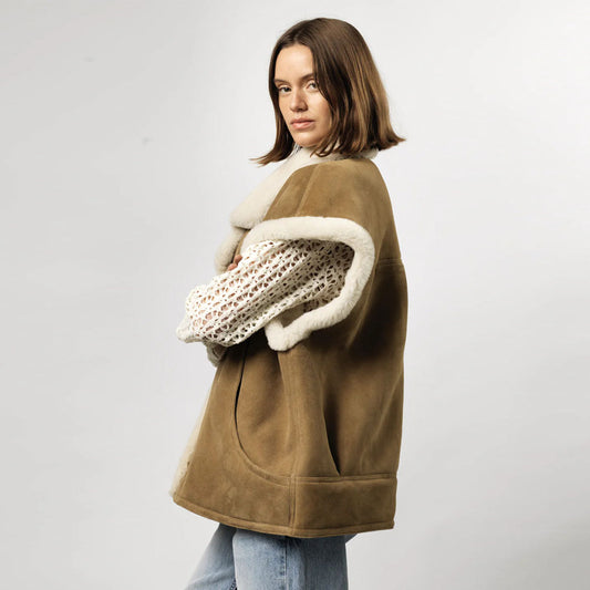 Shearling Leather Vest-Sheepskin vest-Aviator Vest