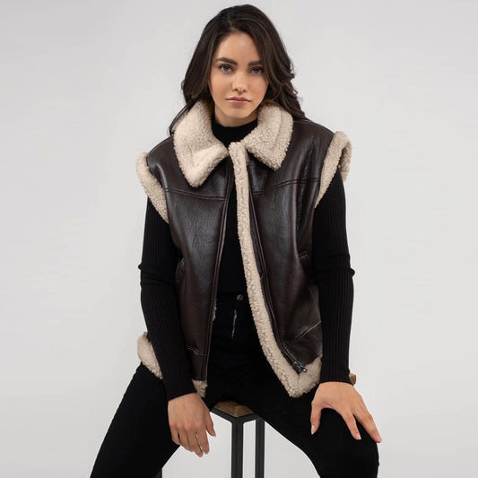 Shearling Leather Vest-Sheepskin Vest-Aviator Vest-B3 Vest