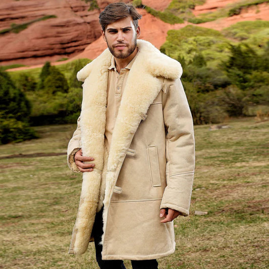 Sheepskin Leather Coat-Shearling Coat-Aviator Coat