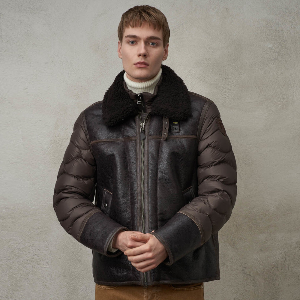 Sheepskin Leather Jacket-Shearling Jacket-Aviator Jacket