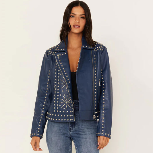 Studded Leather Jacket-Spiked Jacket-Sheepskin Jacket