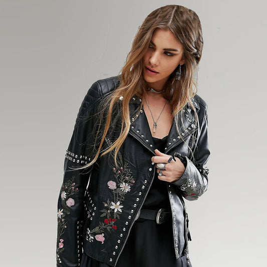 Studded Leather Jacket-Spiked Jacket-Motorcycle Leather Jacket