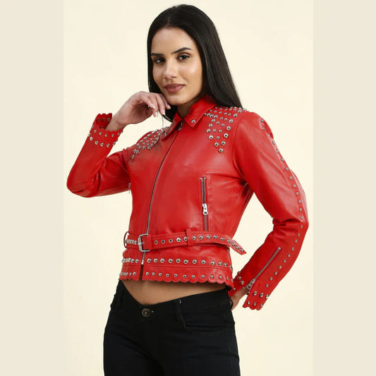 Studded Leather Jacket-Spiked Jacket-Motorcycle Jacket