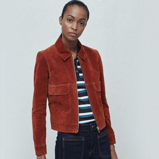 Suede Leather Jacket-Bomber Jacket-Sheepskin Jacket