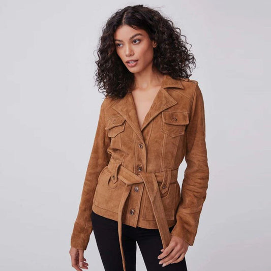 Suede Leather Jacket-Sheepskin Jacket-Bomber Jacket