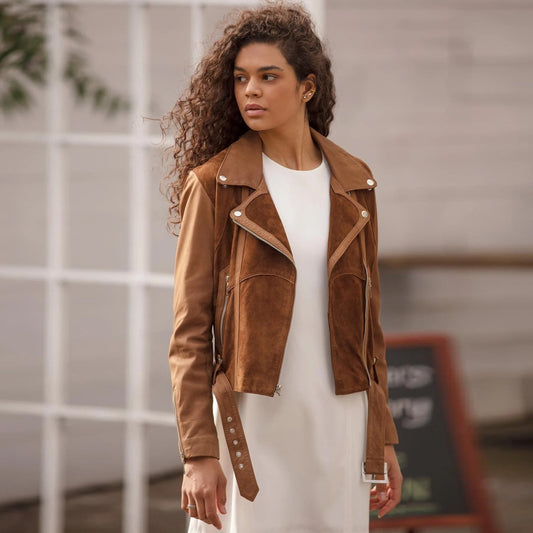 Suede Leather Jacket-Biker Jacket-Bomber Jacket-Western Jacket