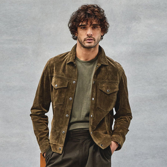 Suede Leather Jacket-Sheepskin Jacket-Suede Bomber Jacket