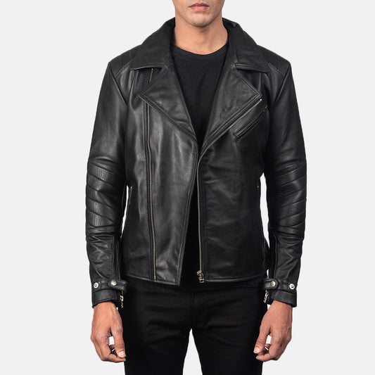 New Men Black Motorbike Moto Racing Leather Biker Jacket